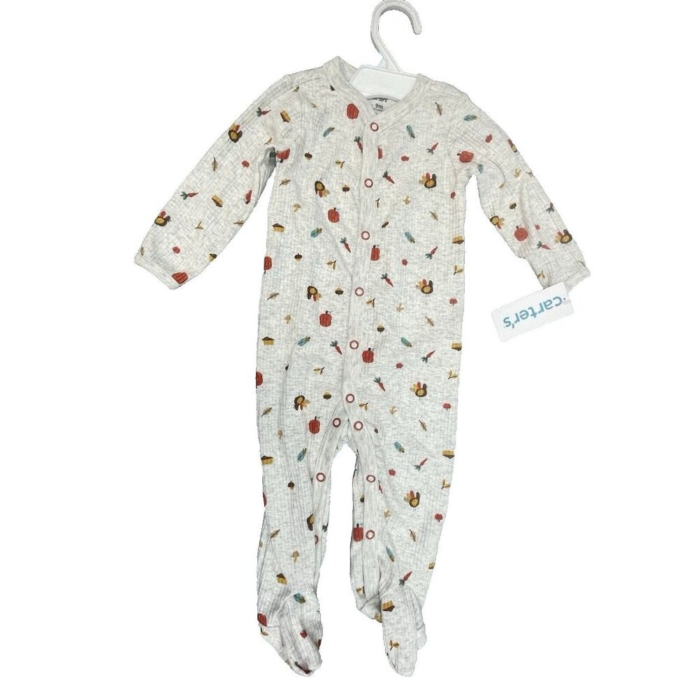 Carter's Size 6 Months Thanksgiving Snap-up Sleep & Play Bodysuit in Grey